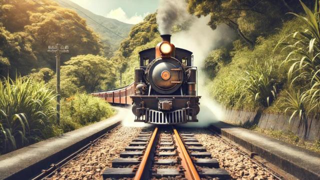 Simulación de un tren recorriendo una vía