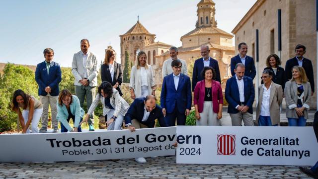 El presidente de la Generalitat, Salvador Illa, reúne a los 16 consellers de su Govern en unas jornadas de trabajo en el Arxiu Montserrat Tarradellas i Macià del Monestir de Poblet