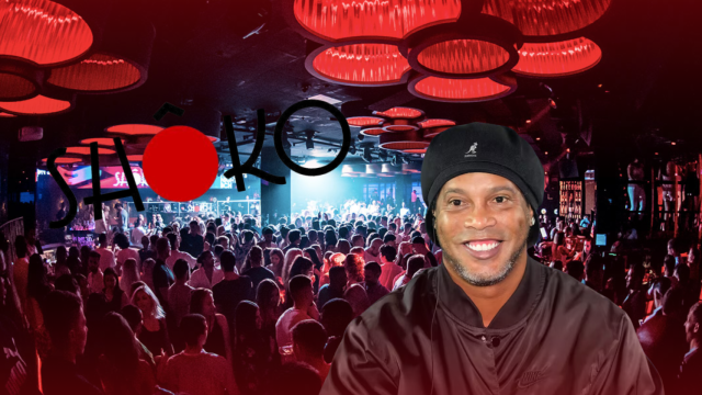 Ronaldinho y la discoteca Shoko Barcelona en un fotomontaje