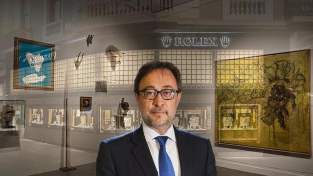 El empresario Agustí Benedito, portal de su despacho en Paseo de Gracia y obras de arte