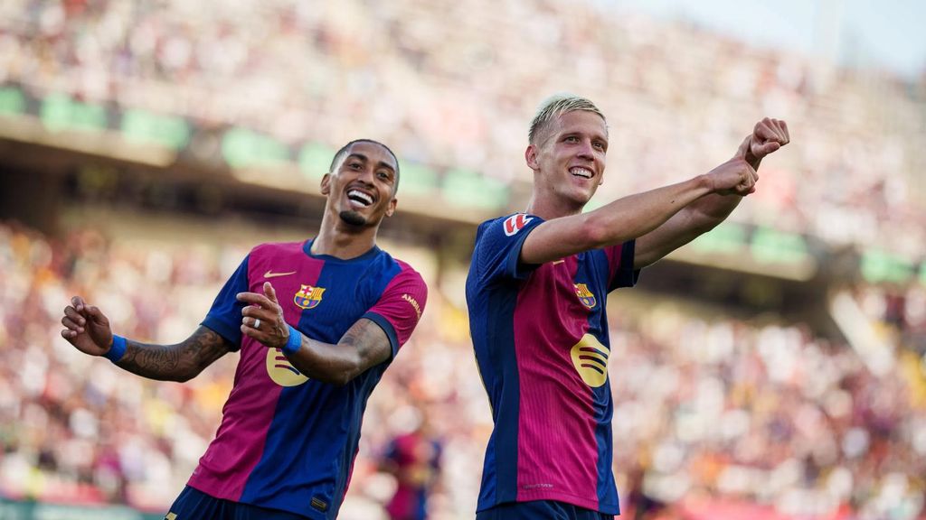 Dani Olmo celebra el seu gol anotat contra el Real Valladolid