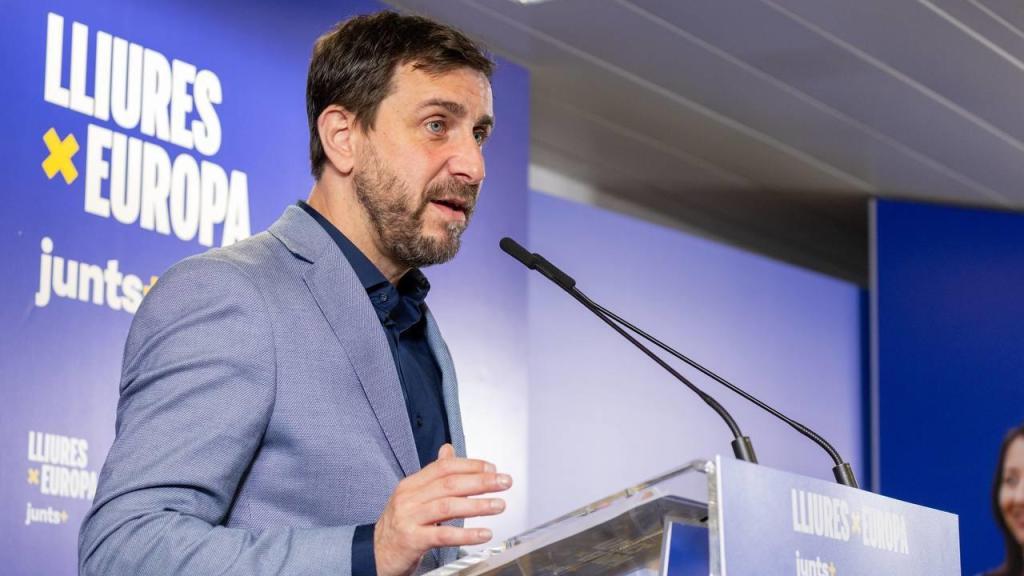 Toni Comín, de Junts per Catalunya, en un acto en Bruselas
