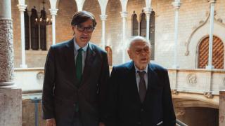 Salvador Illa, recibiendo a Jordi Pujol en el palacio de la Generalitat