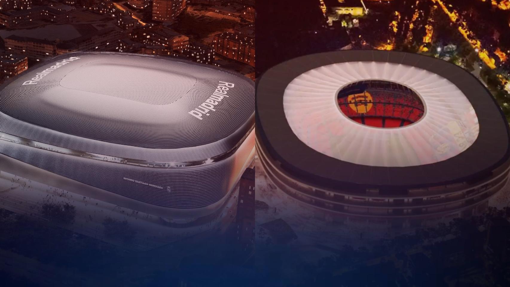El Santiago Bernabéu y el nuevo Camp Nou, cara a cara