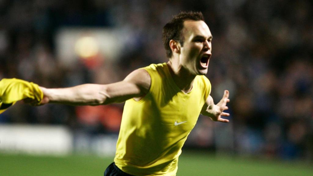 Iniesta celebra el seu gol a Stamford Bridge