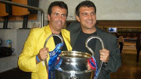 Joan Laporta y Xavier Sala Martin con la Champions League