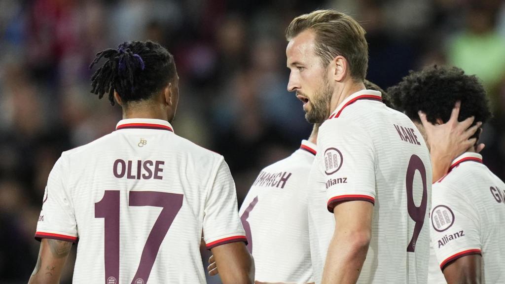 Kane celebra el seu gol al Barça