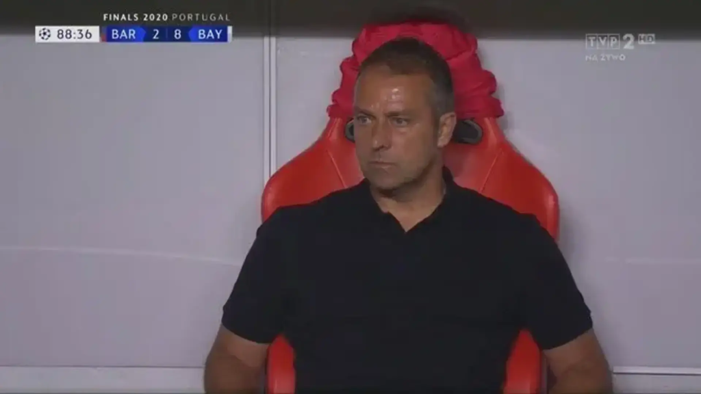 Hansi Flick, impassible fins i tot en una golejada com la del 2-8