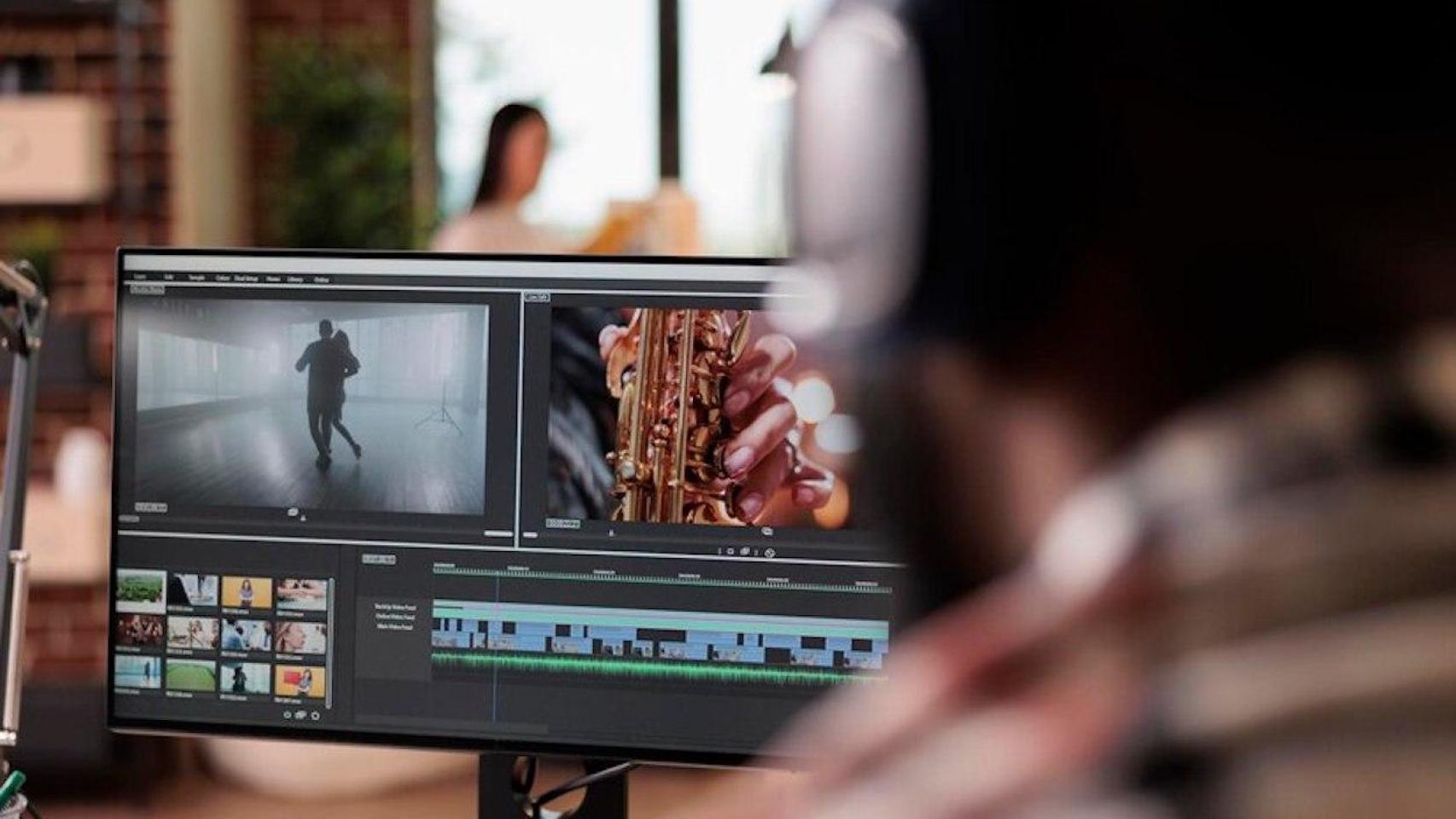 Edición y postproducción audiovisual en una imagen de archivo
