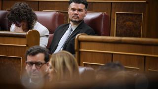 El portavoz de ERC en el Congreso, Gabriel Rufián, durante un pleno en el Congreso