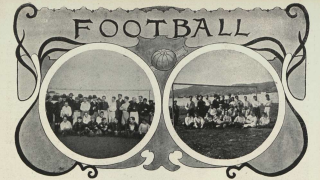 La primera fotografía de la historia del Barça (i.), de 1900, en la revista 'Iris'