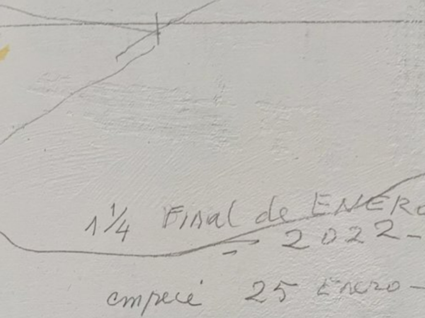 Anotación manuscrita de Antonio López en el cuadro.