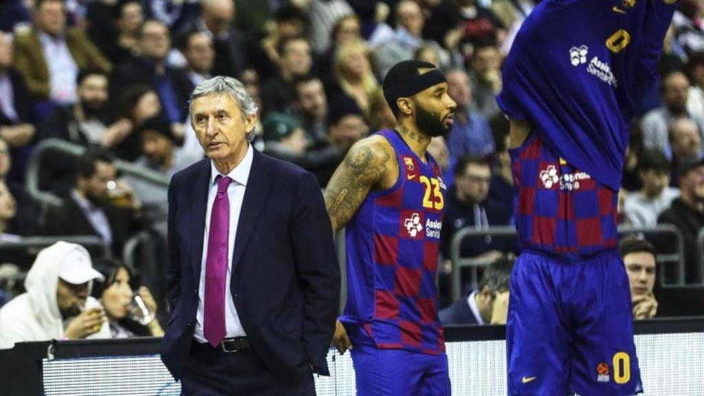 Malcolm Delaney i Svetislav Pesic en el Barça de bàsquet (temporada 2019-20)