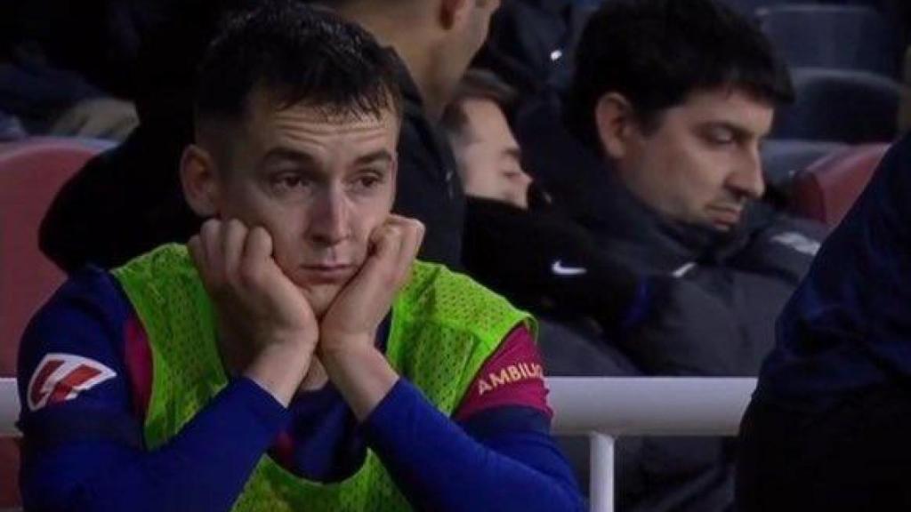 La cara de decepció de Marc Casadó després de la derrota del Barça contra el Leganés