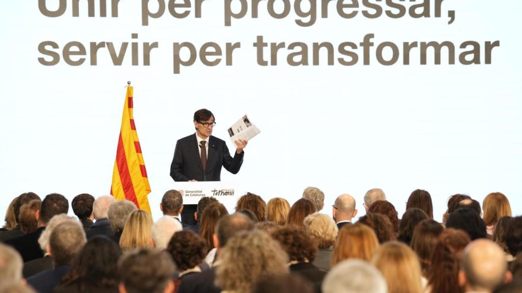 El presidente de la Generalitat, Salvador Illa, durante las jornadas de trabajo con 350 directivos de la Generalitat y de empresas públicas catalanas