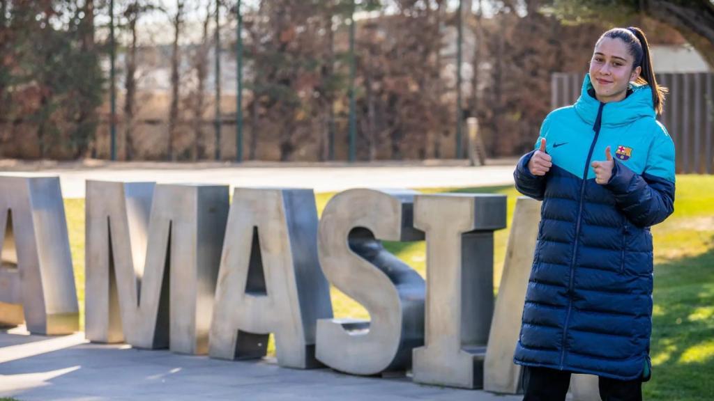 Giulia Dragoni, en la seva presentació amb el Barça Femení el 2022