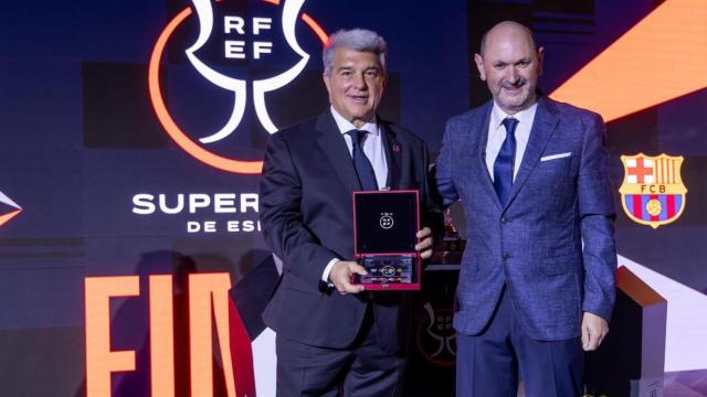 Joan Laporta y Rafael Louzán, en la recepción del cónsul español en Arabia Saudí