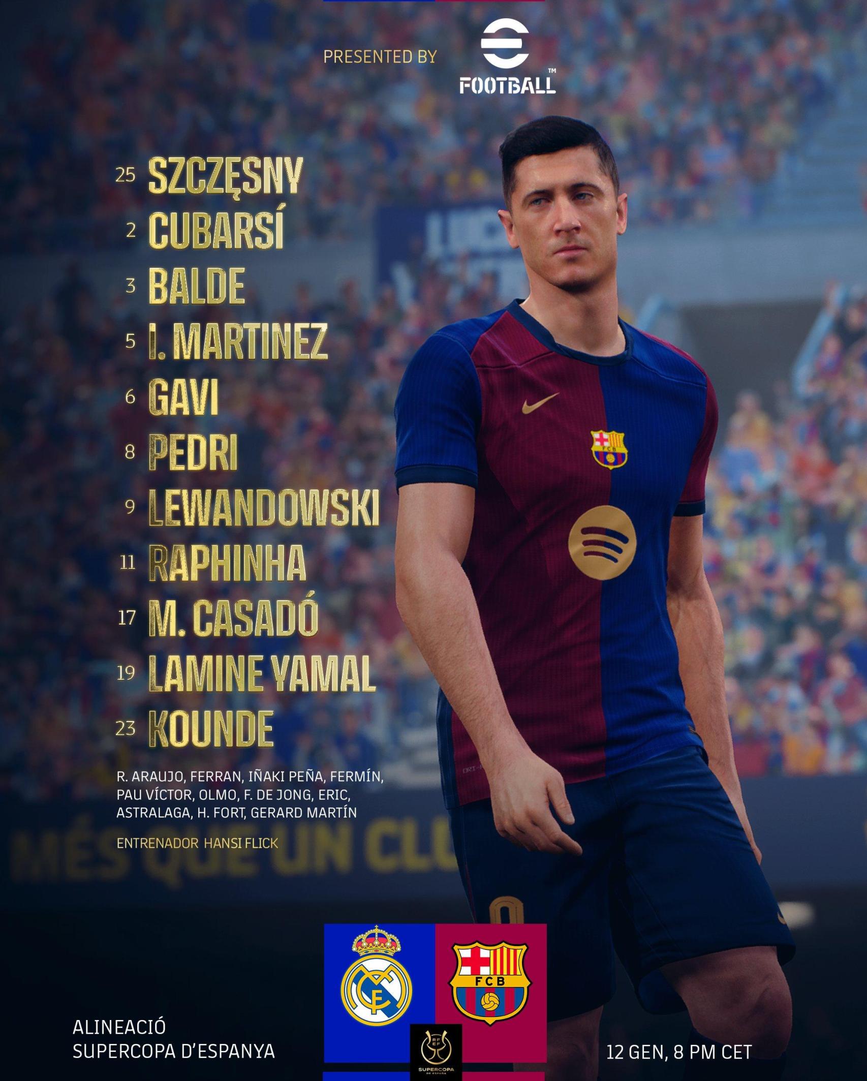 La alineación del Barça para el clásico de Supercopa contra el Real Madrid