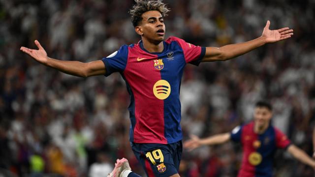 Lamine Yamal celebra su golazo contra el Real Madrid en la final de la Supercopa
