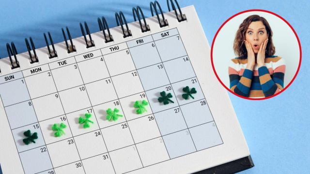 Fotomontaje calendario y persona sorprendida