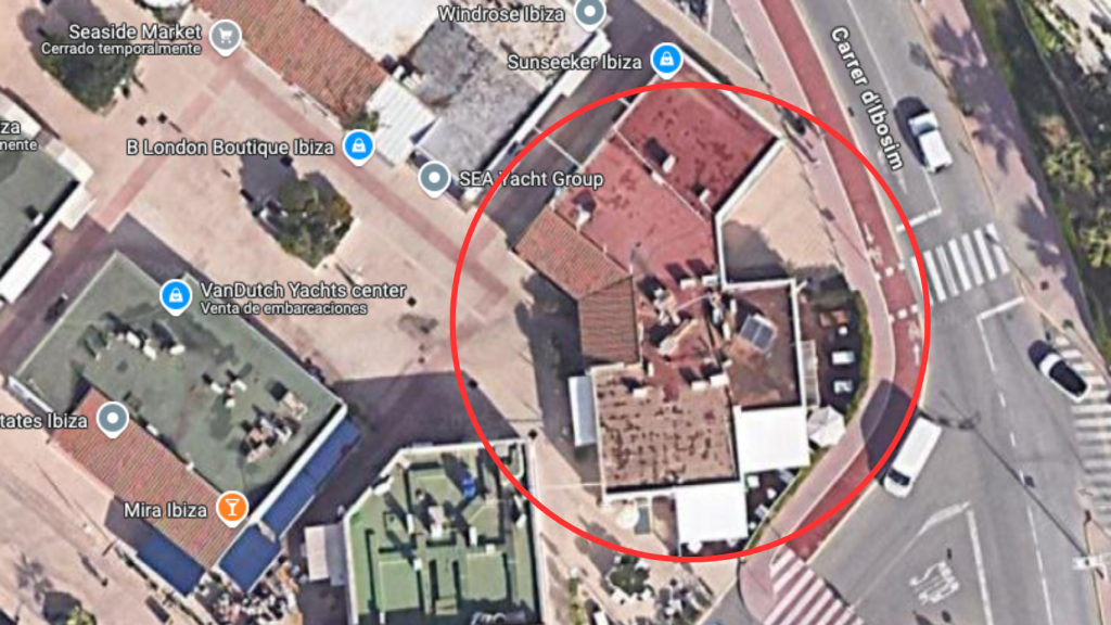 El local ilegalmente okupado visto desde el aire