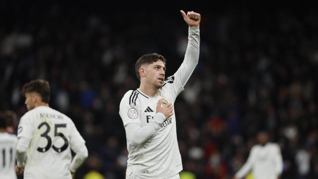Fede Valverde festeja su gol anotado contra el Celta de Vigo