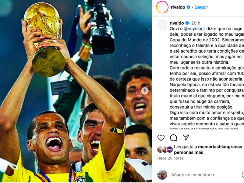 Rivaldo, campeón del mundo con Brasil en 2002