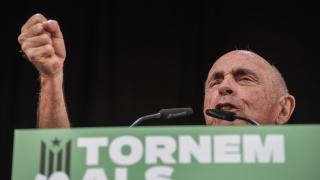 El presidente de la ANC, Lluís Llach, durante la manifestación de ACN en la pasada Diada del 11 de septiembre