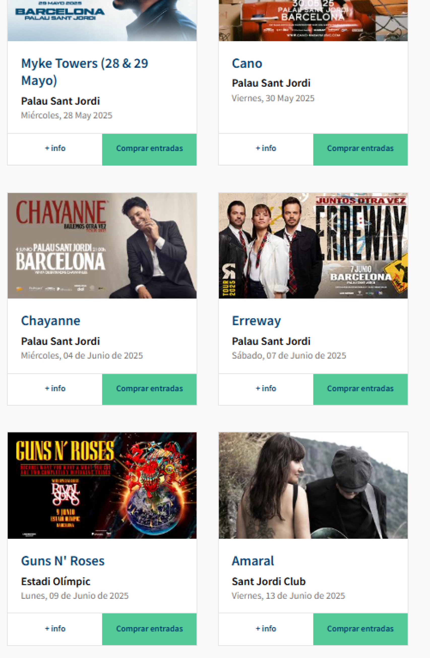 Agenda de la anilla olímpica de Montjuïc hasta junio