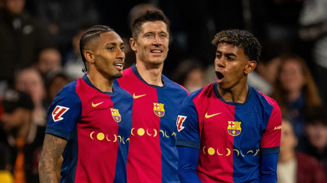 Raphinha, Lewandowski y Lamine Yamal, el tridente del Barça de Flick