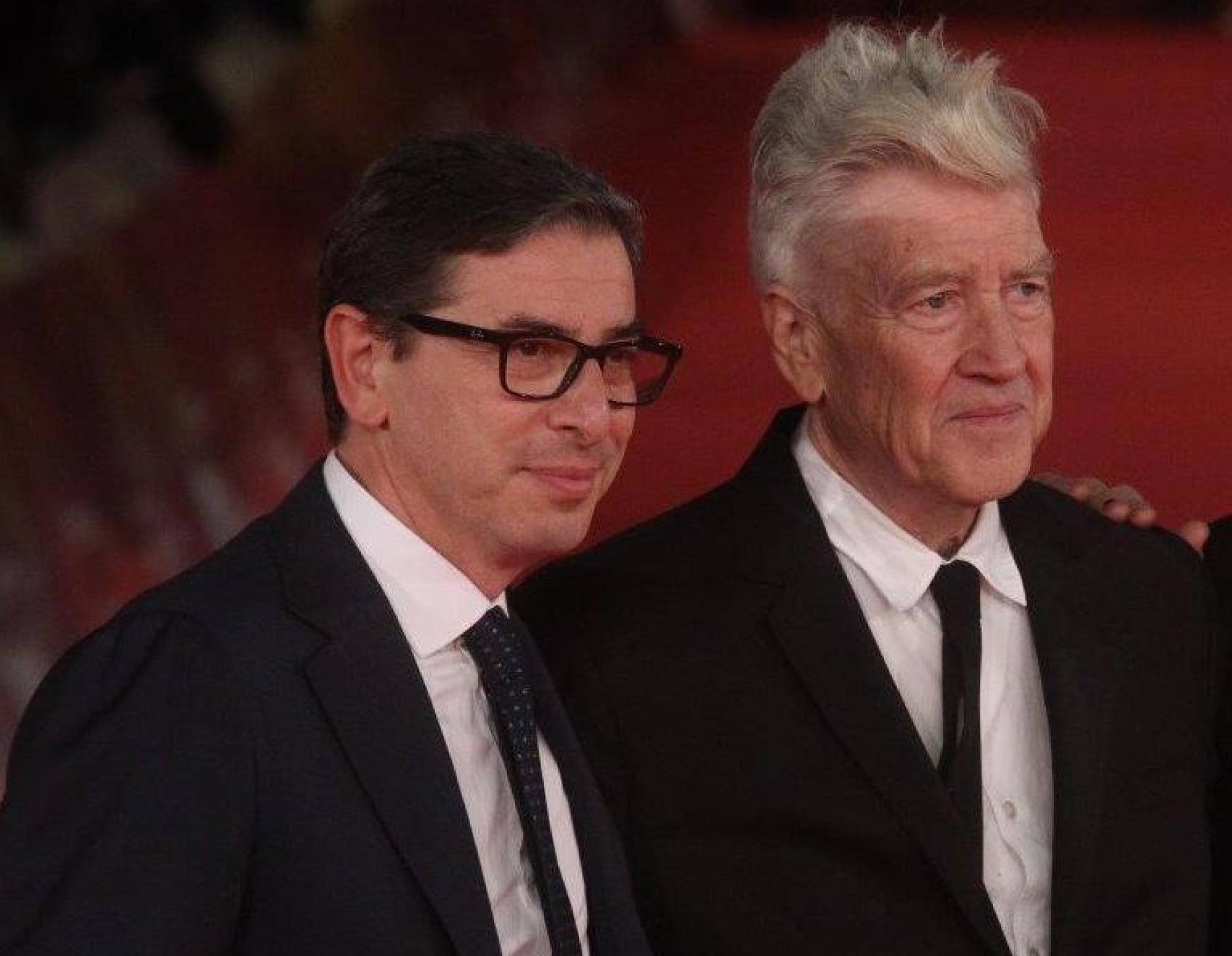 Antonio Monda junto a David Lynch en la Festival de Cine de Roma 2017