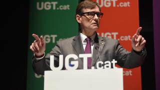 El president de la Generalitat de Catalunya, Salvador Illa, durante la última jornada del 17 Congrés del sindicato UGT
