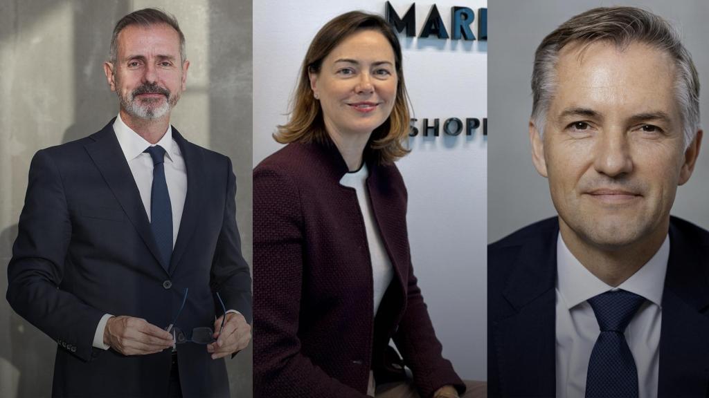 Imagen conjunta de Marc Murtra (Telefónica), Eva Adroguer (Maremagnum) y Jacob Tolstrup (Esteve)