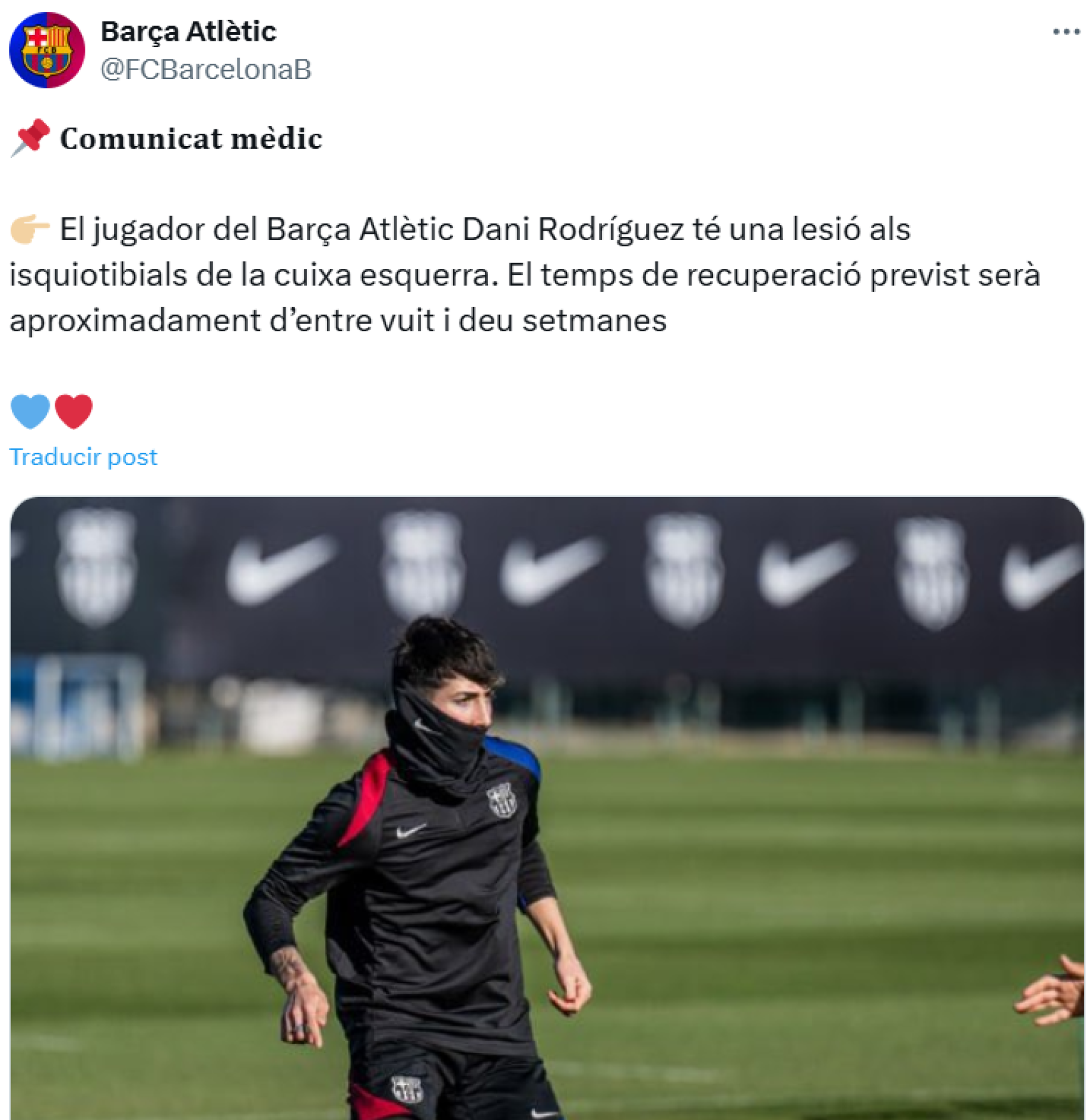 Comunicado médico de la lesión de Dani Rodríguez