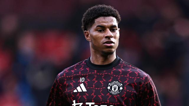 Marcus Rashford, objetivo del Barça, en un entrenamiento del Manchester United