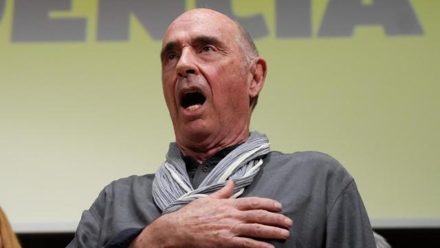 El presidente de la ANC, Lluís Llach durante su participación este sábado en el acto 'Per a un nou impuls cap a la independència'