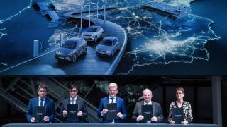 El presidente de la Generalitat Valenciana, Carlos Mazón, el presidente de la Generalitat de Catalunya, Salvador Illa, el consejero delegado del grupo Seat, Wayne Griffiths, el ministro de Industria, Jordi Hereu, y la presidenta de Navarra, María Chivite