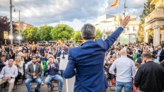 El regidor de VOX en Sant Cugat del Vallès Marcos Rodríguez, en un acto político