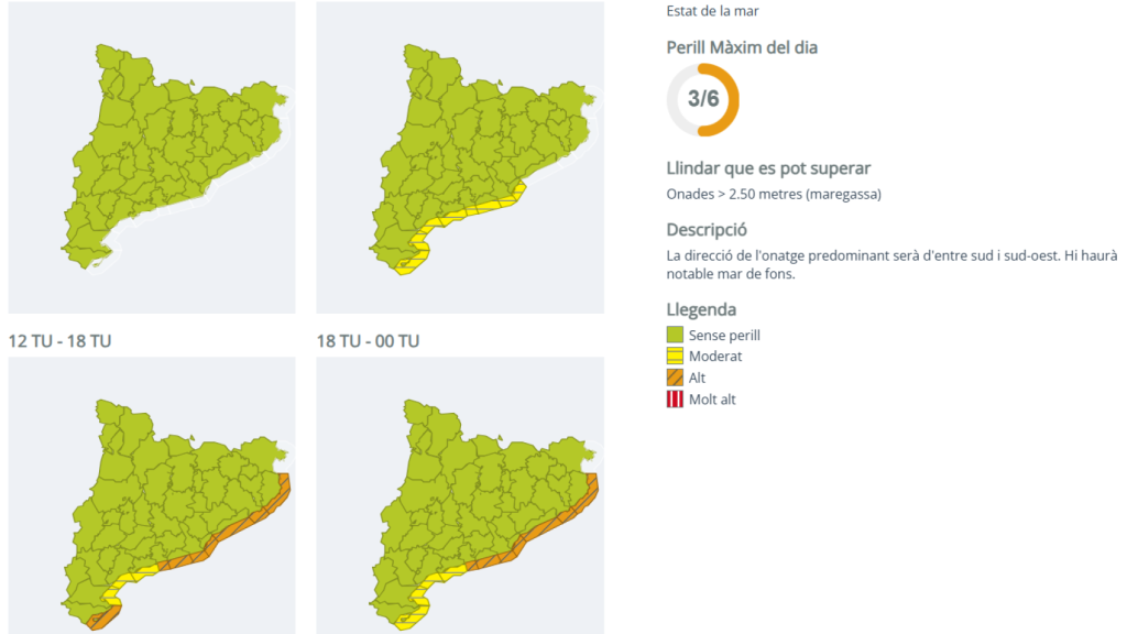 Mapa de avisos por oleaje