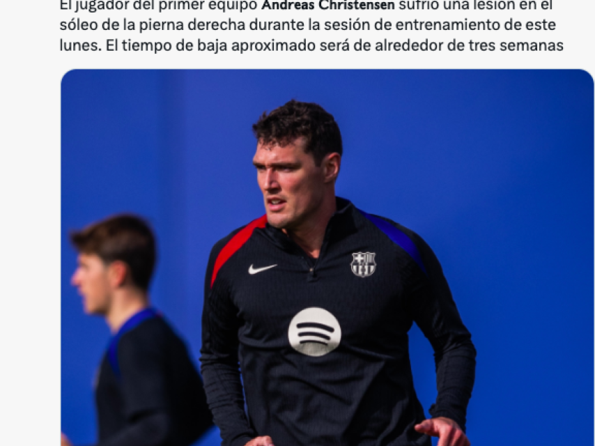 Comunicado oficial de la lesión de Christensen