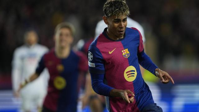 Lamine Yamal celebra su gol al Atalanta