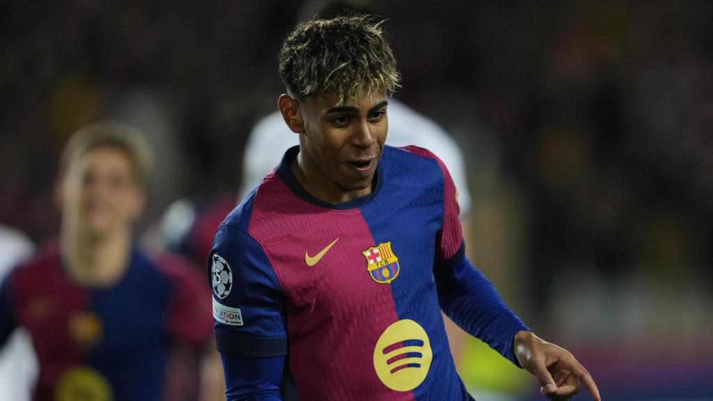 Lamine Yamal celebra su gol al Atalanta