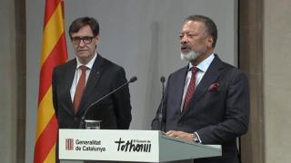 El presidente de la Generalitat, Salvador Illa, recibe al director general del ISE, Mike Blackman, en el Palau de la Generalitat