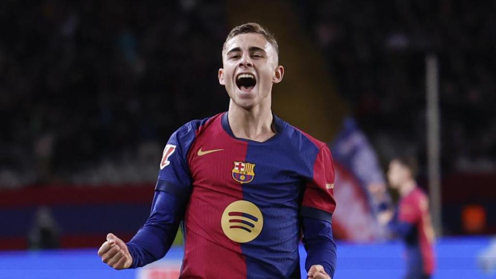 Fermín López celebra un gol contra el Valencia en Liga
