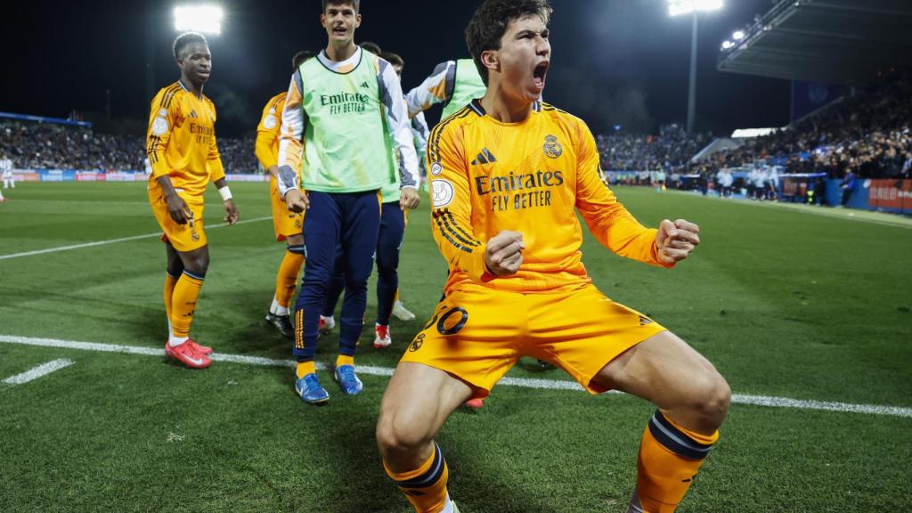 Gonzalo García, eufórico después de debutar con gol en el CD Leganés-Real Madrid