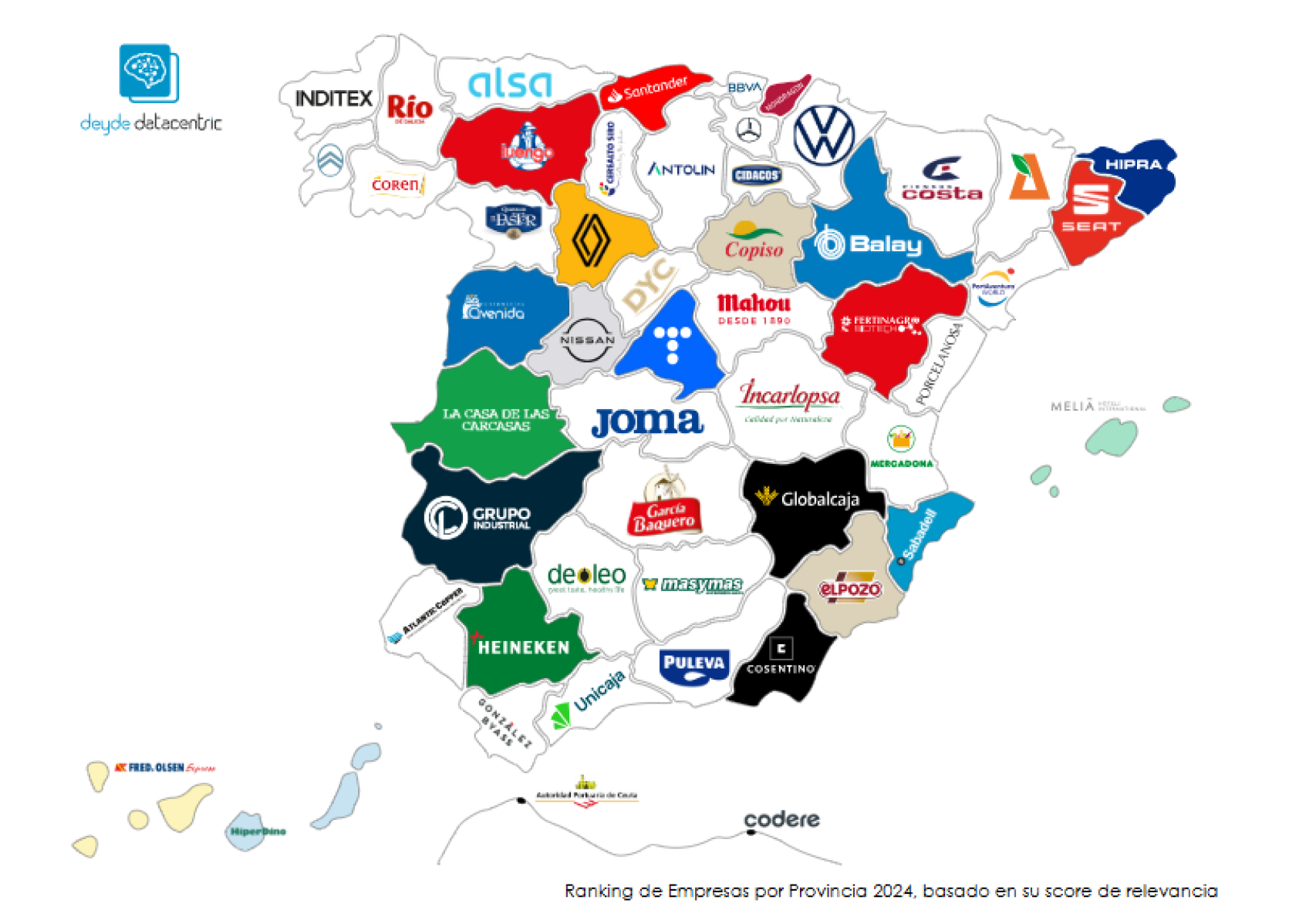 Mapa de las mayores empresas de España