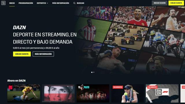 La página central de DAZN en español