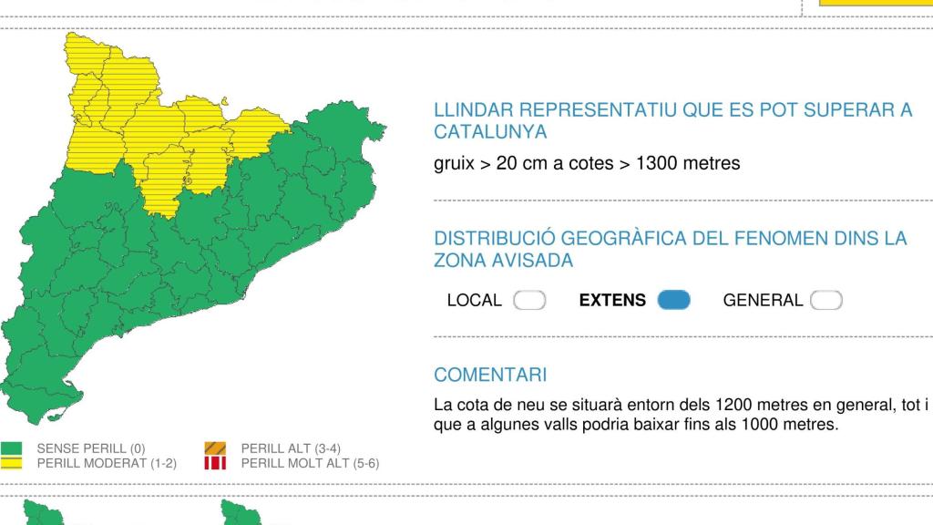 Aviso de peligro por nieve en Cataluña