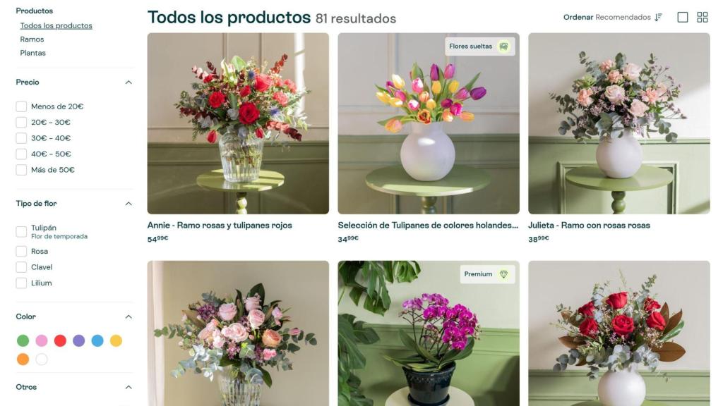 Captura de la web de Colvin (Blooming Experience)