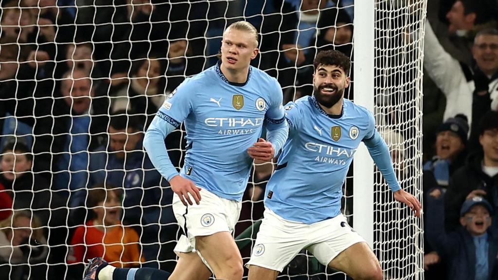 Haaland, junto a Gvardiol, festeja su gol contra el Real Madrid